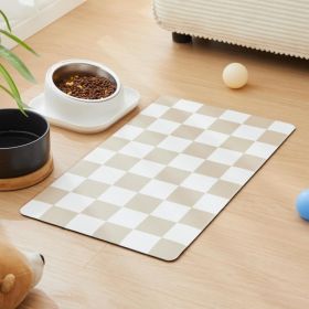 Dog Feeding Mat, Absorbent Mats For Dog Food And Water Bowl, Dispenser, Retro Aesthetic Khaki Beige Checkerboard Pet Placemat For Dogs, Cats, Pup (Option: BEIGE)